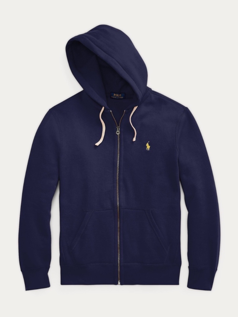 Polo Ralph Lauren Full-Zip Hoodie – Blue with Yellow Logo | Medium